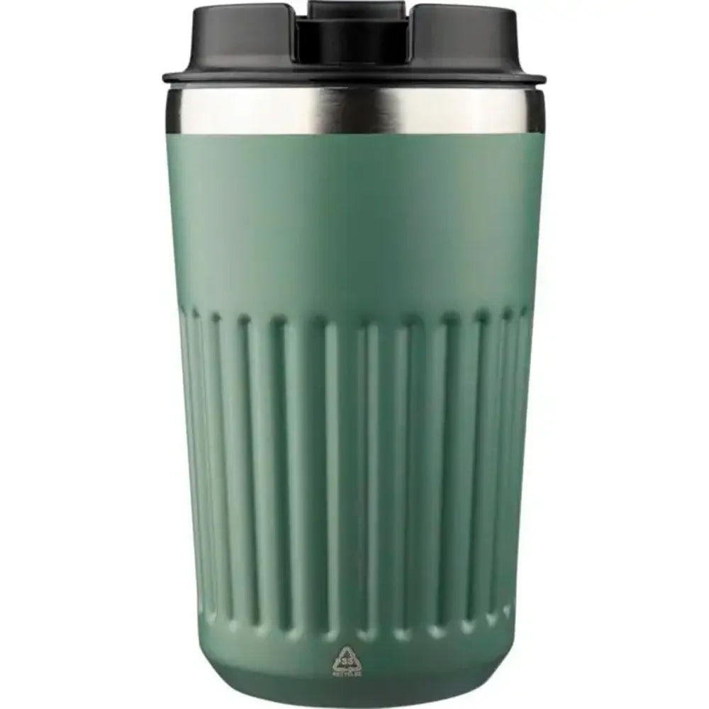 Dubbelwandige reisbeker 400 ml van gerecycled RVS - Groen
