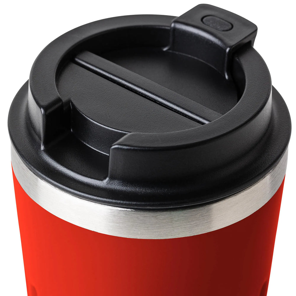 Dubbelwandige reisbeker 400 ml van gerecycled RVS - Rood