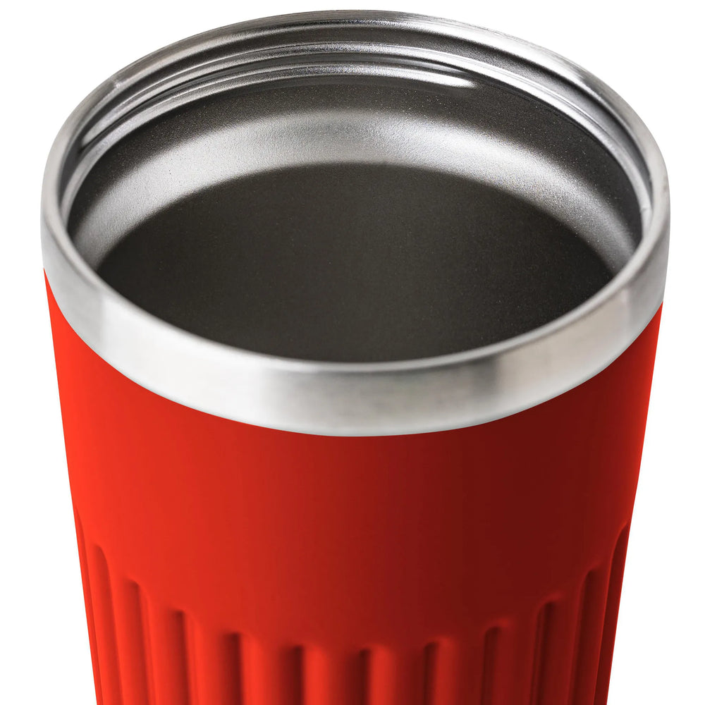 Dubbelwandige reisbeker 400 ml van gerecycled RVS - Rood