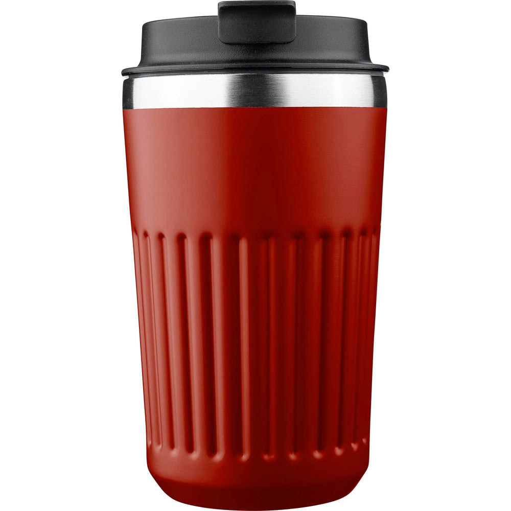 Dubbelwandige reisbeker 400 ml van gerecycled RVS - Rood
