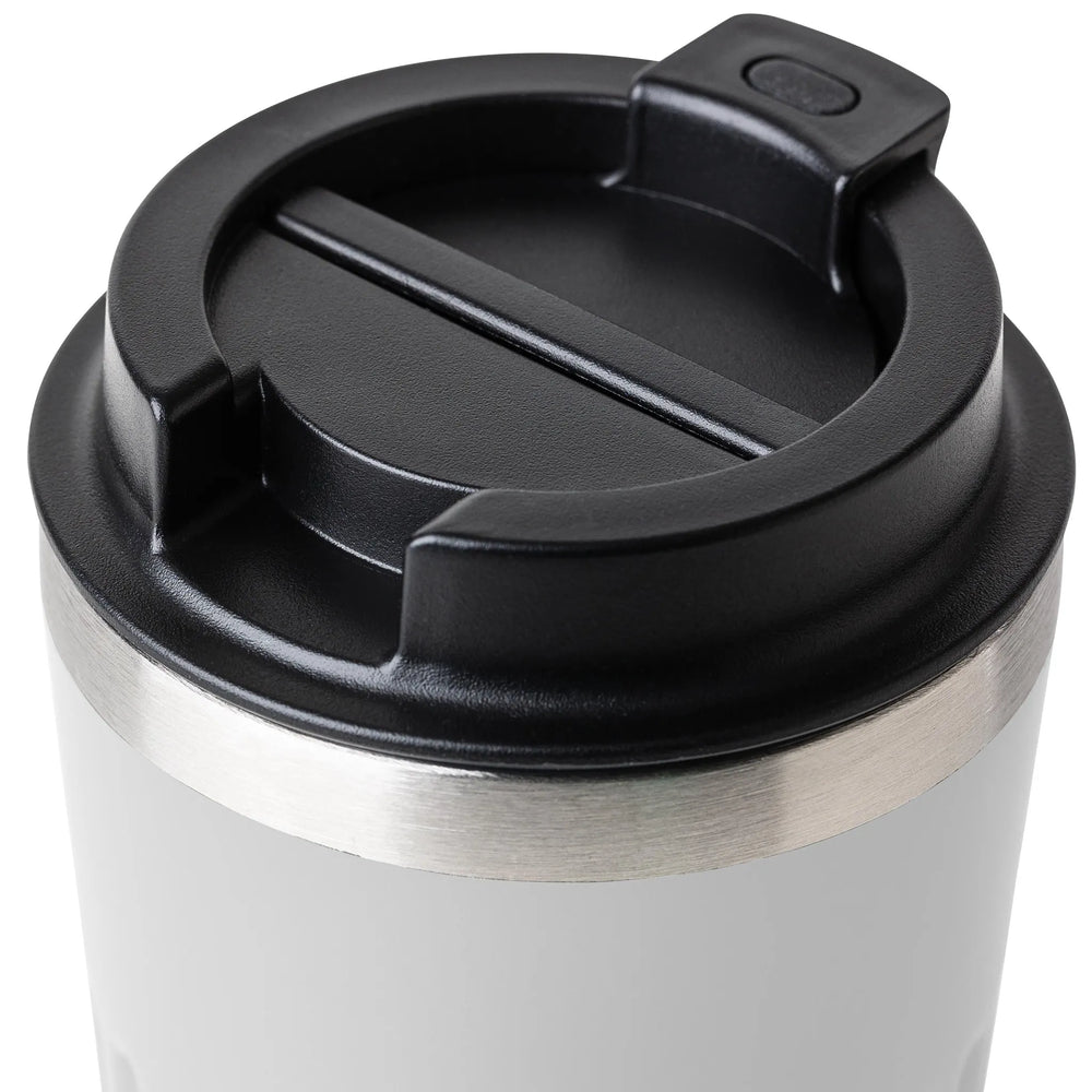 Dubbelwandige reisbeker 400 ml van gerecycled RVS - Wit