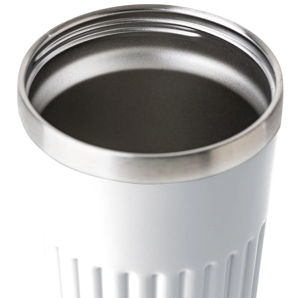 Dubbelwandige reisbeker 400 ml van gerecycled RVS - Wit