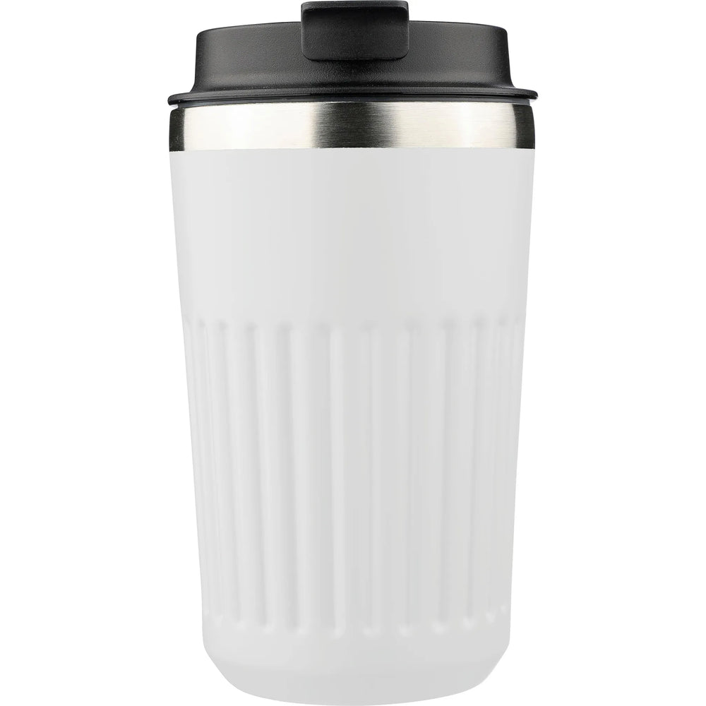 Dubbelwandige reisbeker 400 ml van gerecycled RVS - Wit