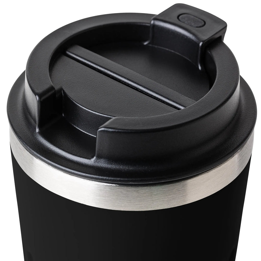 Dubbelwandige reisbeker 400 ml van gerecycled RVS - Zwart