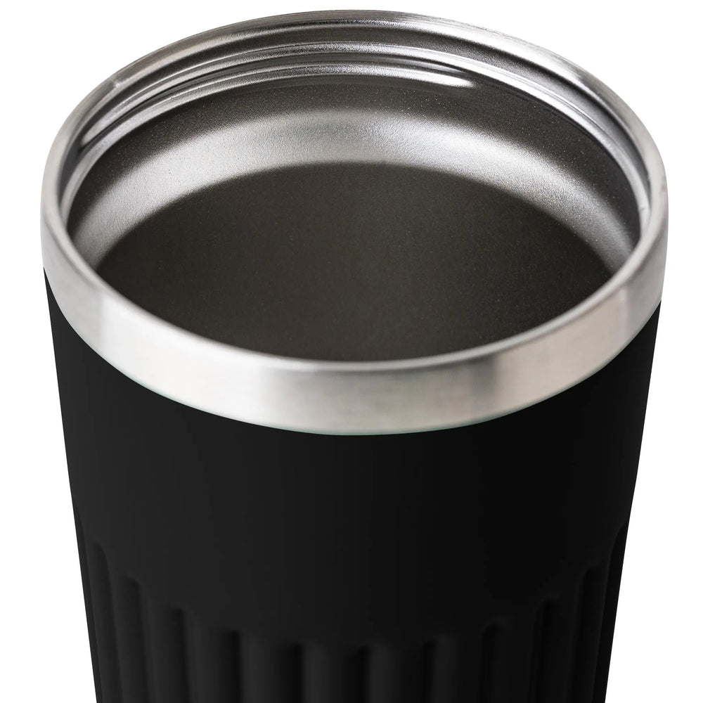 Dubbelwandige reisbeker 400 ml van gerecycled RVS - Zwart