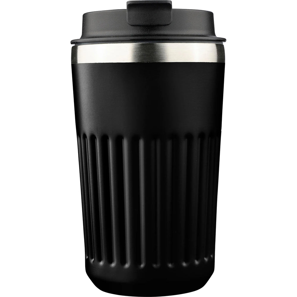 Dubbelwandige reisbeker 400 ml van gerecycled RVS - Zwart