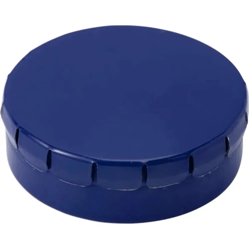snoepblikje met click clack deksel suikervrije mintjes blauw 181616