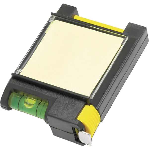 ABS rolmaat brooke 2 meter met waterpas, notitieset en pen schuin van voren, Zwart - 182147