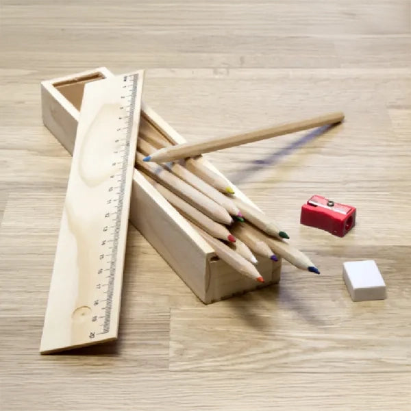 tekenset 15 delig in houten doosje sfeer foto 182545