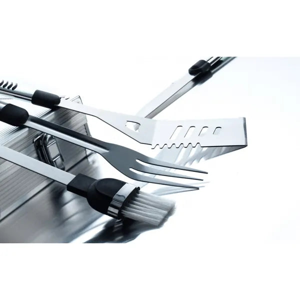 Achttiendelige RVS barbecue-set in koffer detail, Zilver - 182617