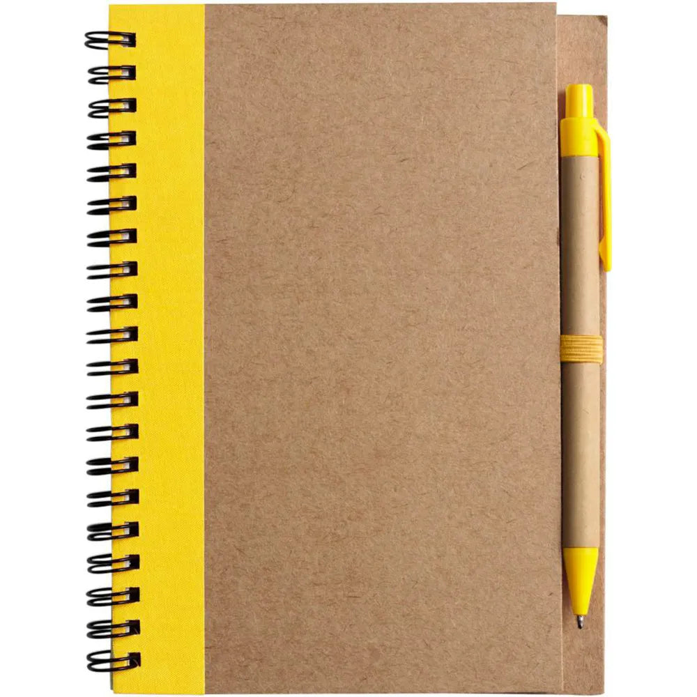 notitieboekje gerecycled incl balpen geel 182715