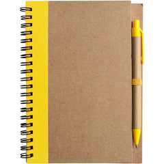Duurzaam notitieboekje met eco balpen – Geel