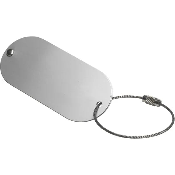 Aluminium kofferlabel met metalen draadsluiting achterzijde, Zilver - 183129