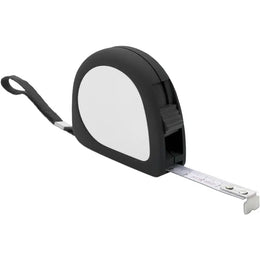 ABS rolmaat arianne 2 meter met riemclip en polskoord met uitgetrokken meetlint, Zwart - 183141