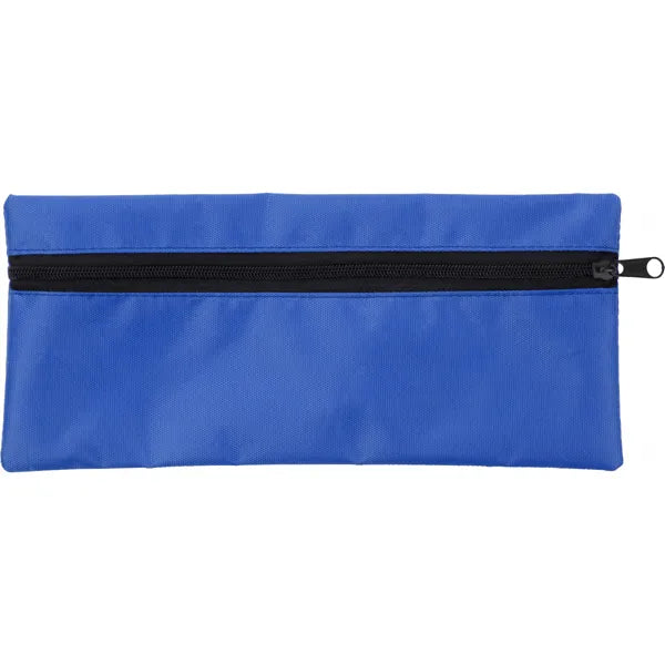 Nylon pennenetui met rits, Blauw - 183598
