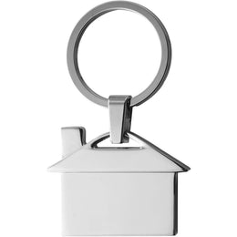 Metalen sleutelhanger mika in huisvorm met geschenkdoos, Zilver - 183599