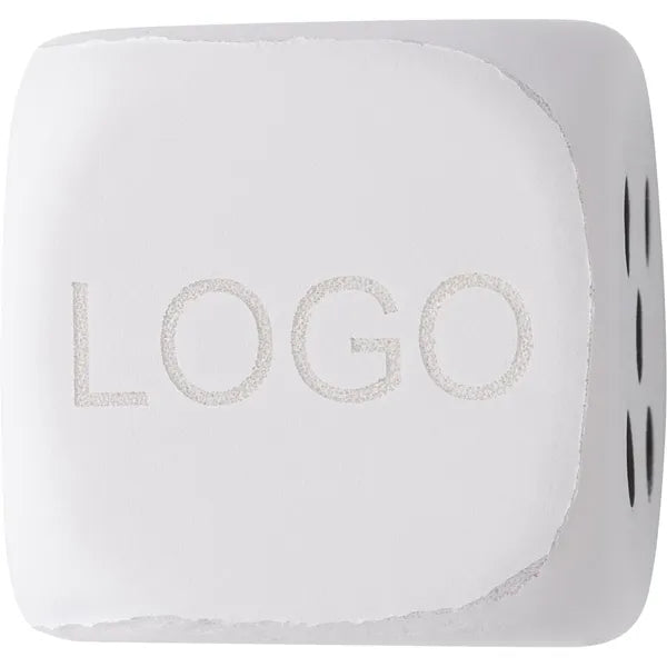 Anti stress figuur dobbelsteen  wit graveren met logo 183702