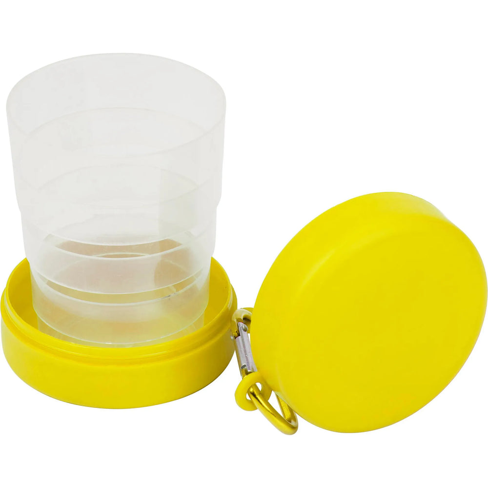 drinkbeker opvouwbaar 220 ml geel open 183878