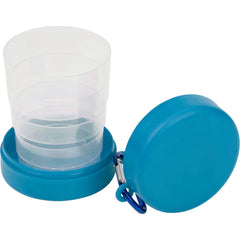 Opvouwbare drinkbeker 220 ml met karabijnhaak - Blauw