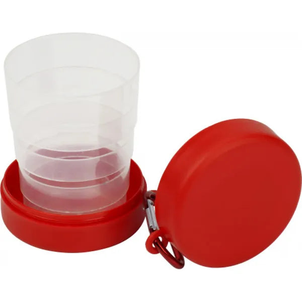 Opvouwbare drinkbeker 220 ml met karabijnhaak, Rood - 183878