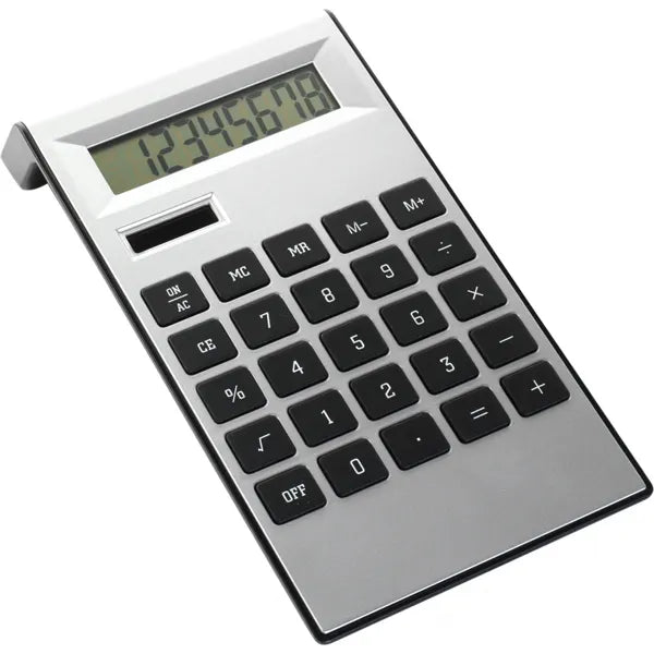 Bureaucalculator kunststof dual power zwart zilver 184050