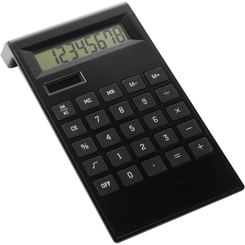 bureaucalculator kunststof dual power zwart 184050
