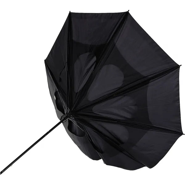 Handmatige stormparaplu van polyester met hoes binnenzijde, Zwart - 184089