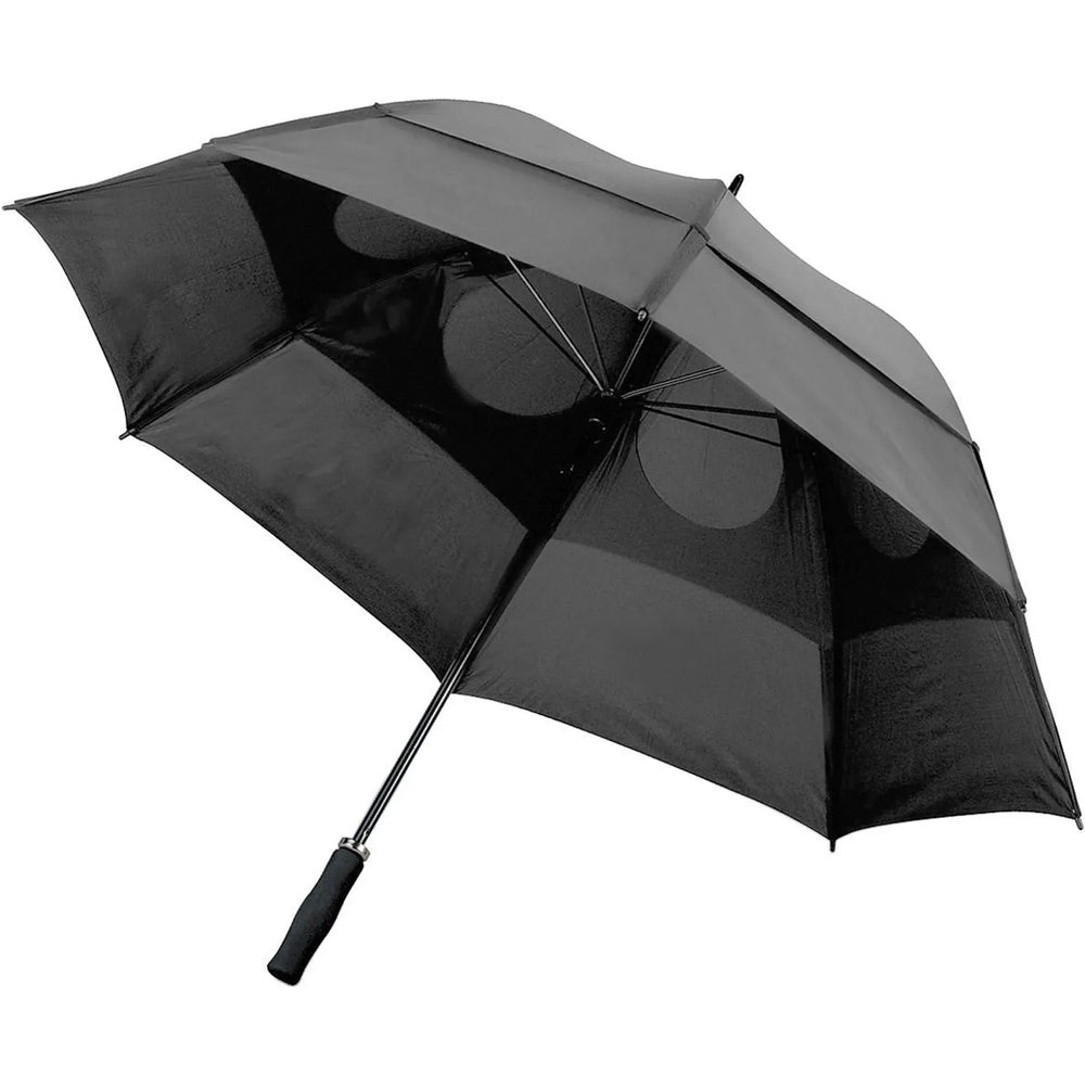 Handmatige stormparaplu van polyester met hoes, Zwart - 184089