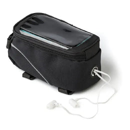 Fietstas van polyester en PVC met smartphone vak detail, Zwart - 18433242