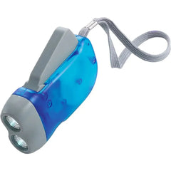 Dynamo zaklamp van frosted kunststof – 2 LED's en polskoord - Blauw