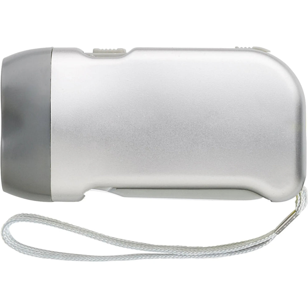 Dynamo zaklamp van frosted kunststof 2 LED's en polskoord, Zilver - 184532