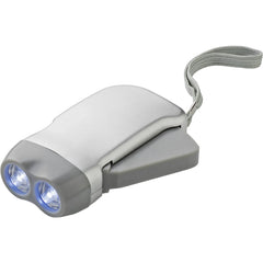Dynamo zaklamp van frosted kunststof – 2 LED's en polskoord - Wit