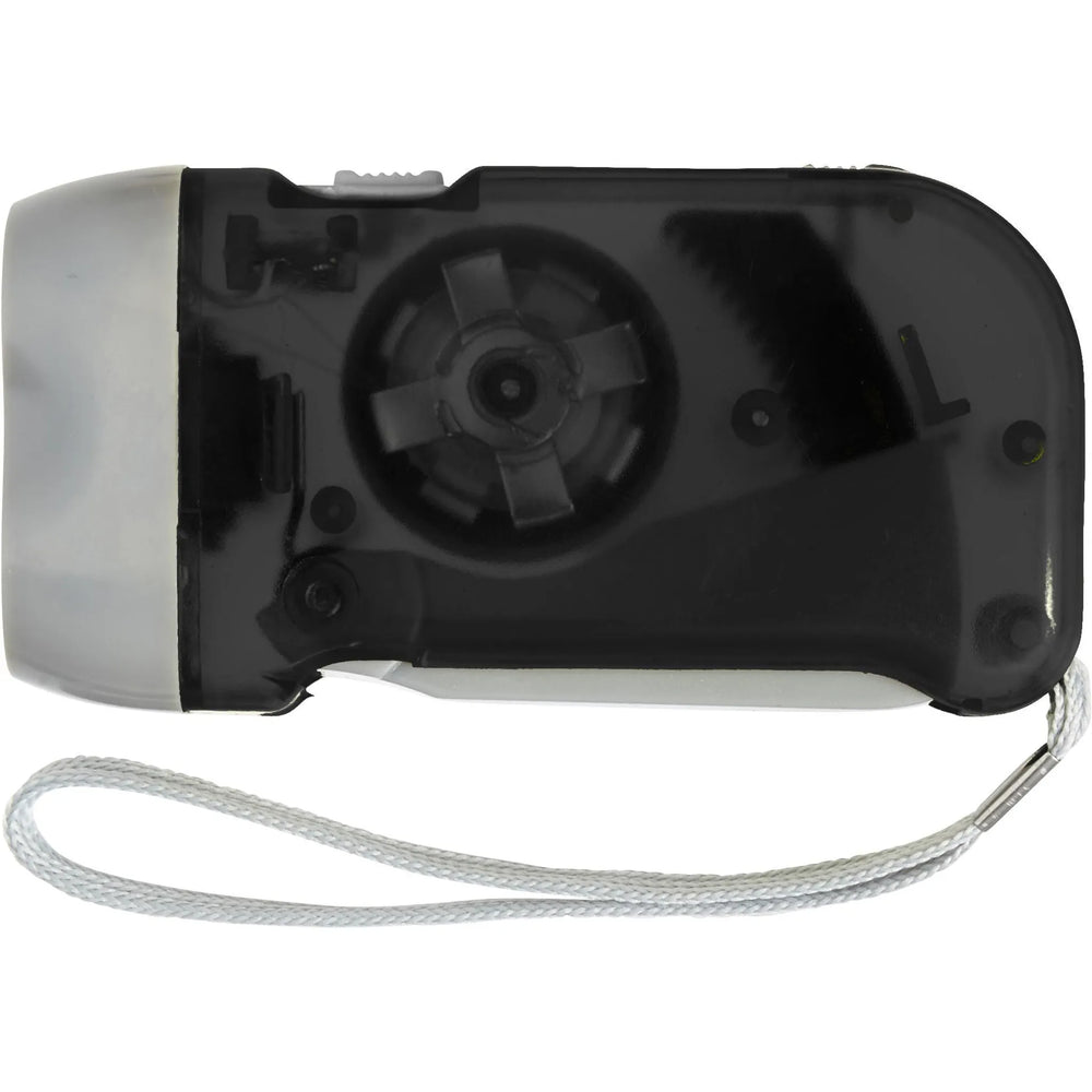 Dynamo zaklamp van frosted kunststof 2 LED's en polskoord, Zwart - 184532