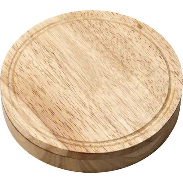 Houten kaasplank met kaasmesjes en kelnermes, Beige - 184582