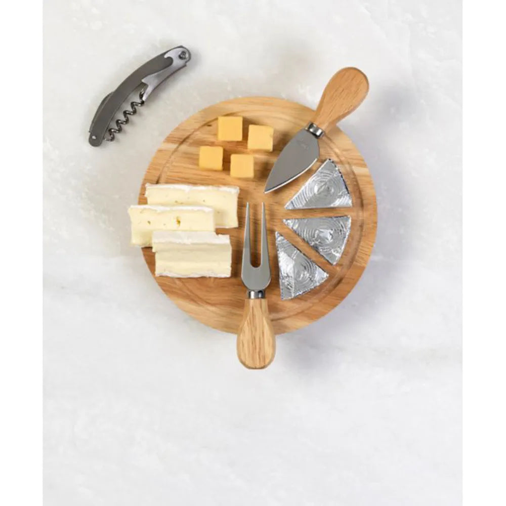 Houten kaasplank met kaasmesjes en kelnermes sfeerbeeld, Beige - 184582
