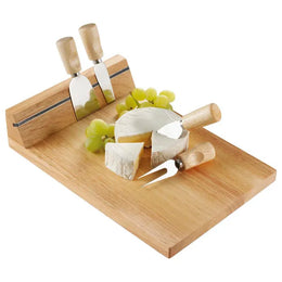 5-delige kaasset met houten kaasplank en magneetstrip sfeerbeeld, Beige - 184657
