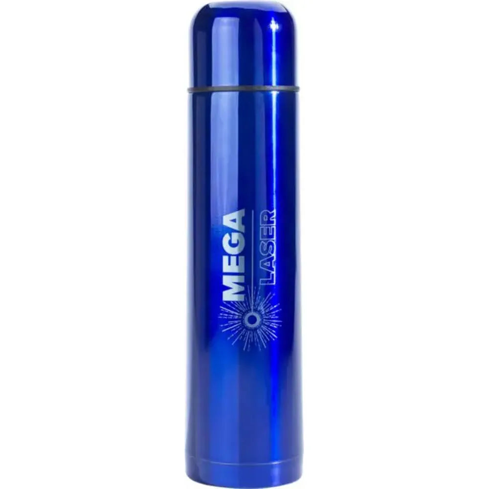 dubbelwandige thermosfles 1000 ml van roestvrij staal blauw met logo 184668 