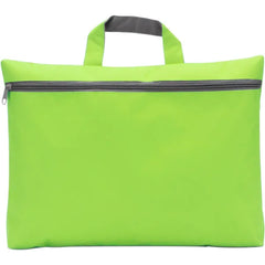 Polyester Documententas Bedrukken met Ritssluiting & Voorvak - Lime Groen