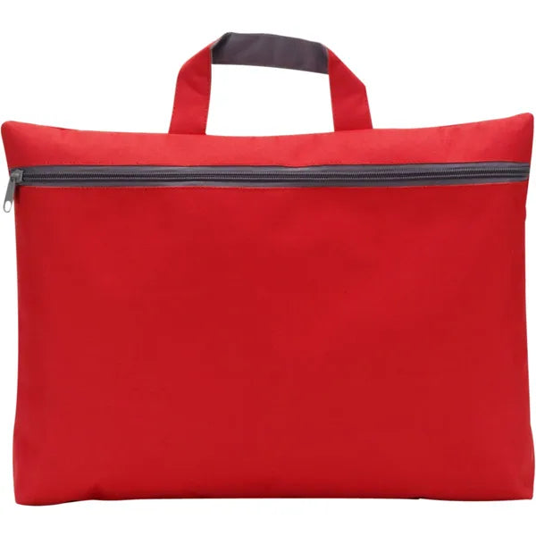 Polyester documententas met ritssluiting en voorvak, Rood - 185235
