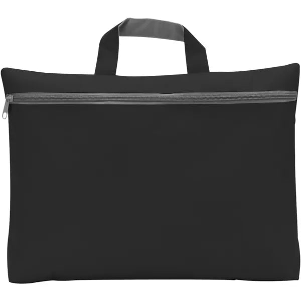 Polyester documententas met ritssluiting en voorvak, Zwart - 185235