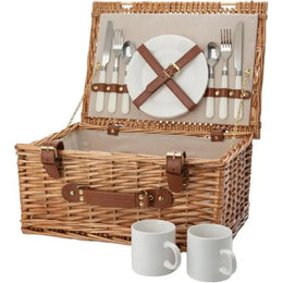 Wilgen picknickmand effie voor twee personen geopend, Bruin - 185794