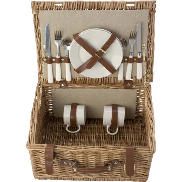 Wilgen picknickmand effie voor twee personen geopend, Bruin - 185794