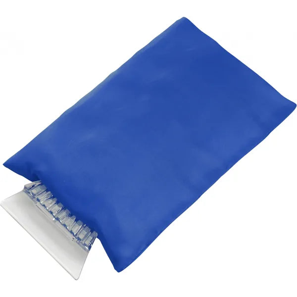 Transparante kunststof ijskrabber met gevoerde polyester want, Blauw - 185817