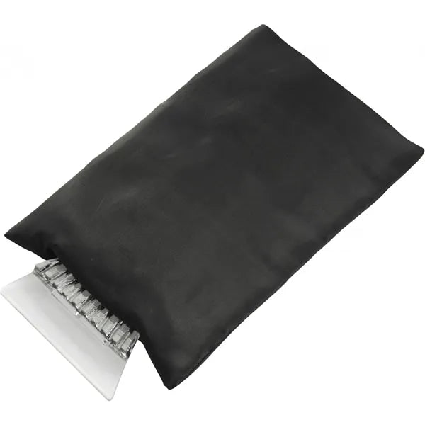 Transparante kunststof ijskrabber met gevoerde polyester want, Zwart - 185817