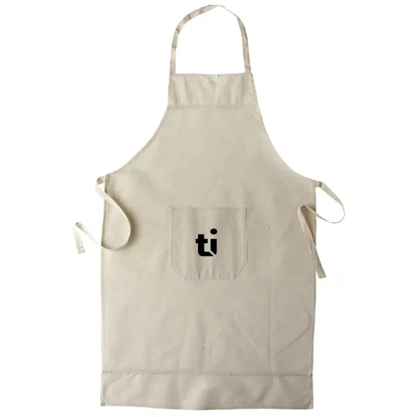 keukenschort katoen voorvak khaki logo 186198