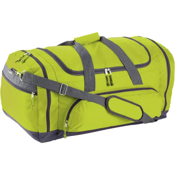 Grote sporttas van 600d polyester met ritsvakken schuin van voren, Limegroen - 186431