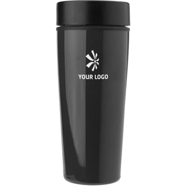 drinkbeker dubbelwandig 450 ml zwart met logo 186533