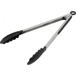 RVS barbecuetang met nylon uiteinden, Zilver en zwart - 186538