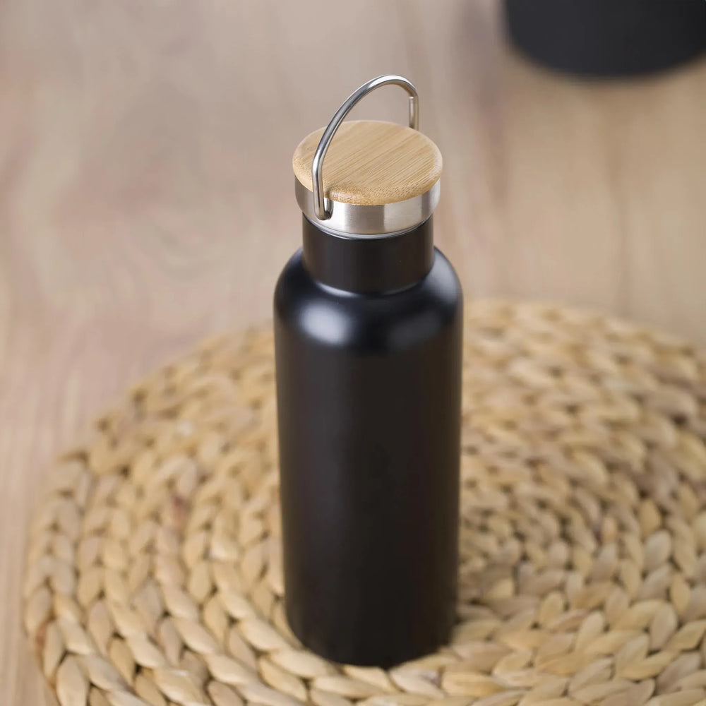 rvs drinkfles 500 ml bedrukken dubbelwandig zwart bovenzijde 18668130