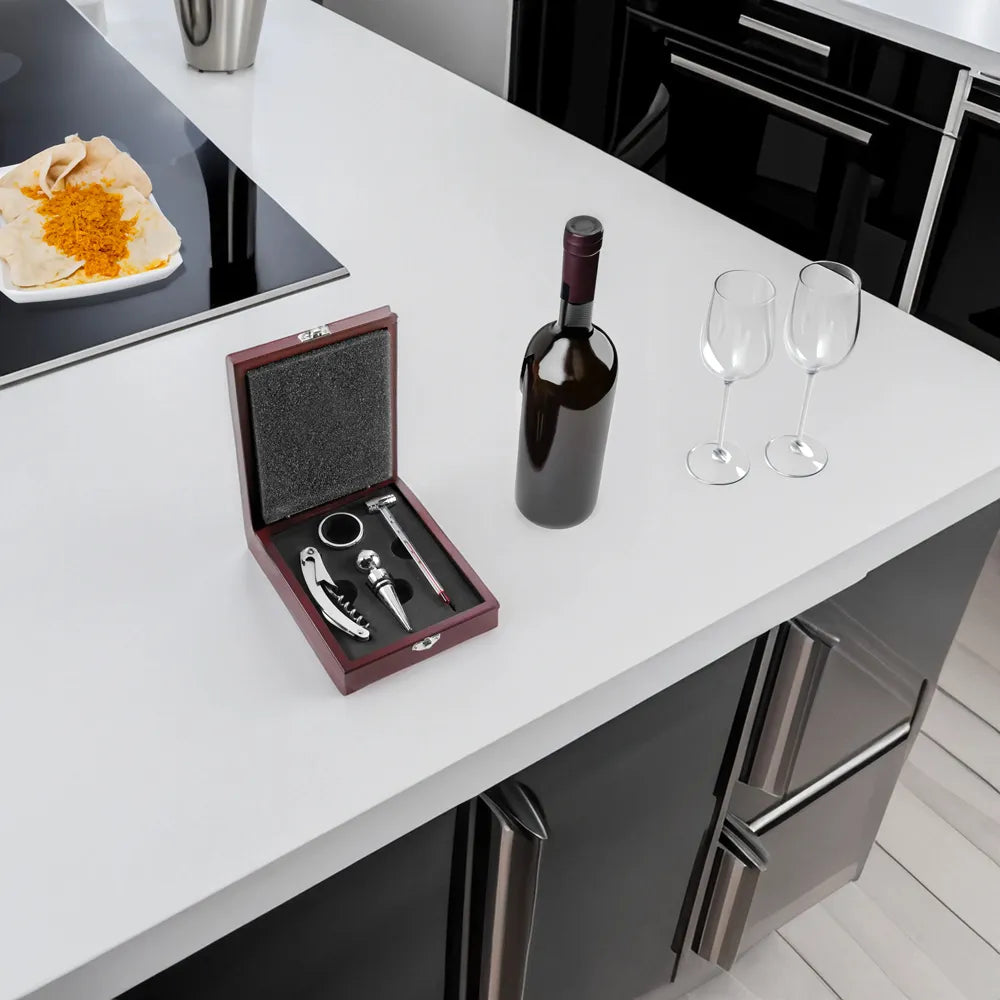 wijnset 4 delig houten geschenkcassette sfeer foto 186821